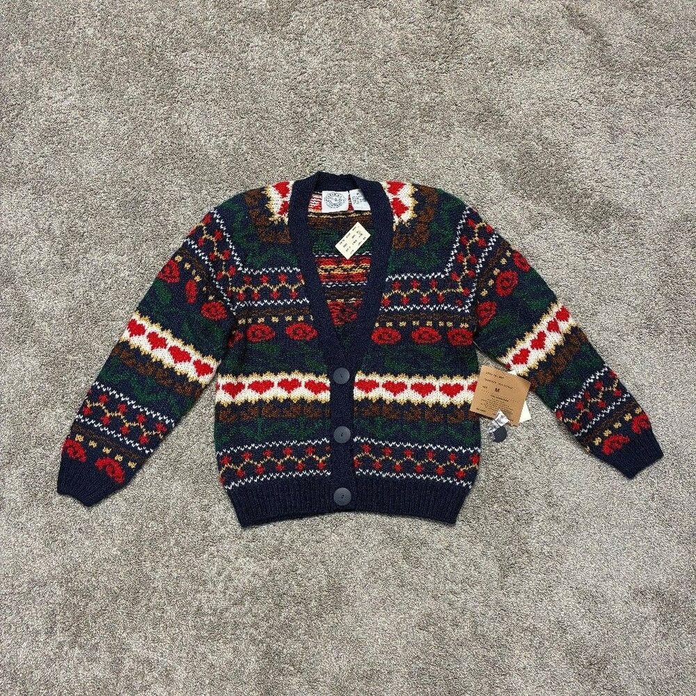 Erika & Company 90s Grandmacore Cardigan Medium Navy Granny Cottagecore NWT